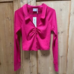 Urban Outfitters NWT Out From Under Pink Long Sleeve Ribbed Top Size L